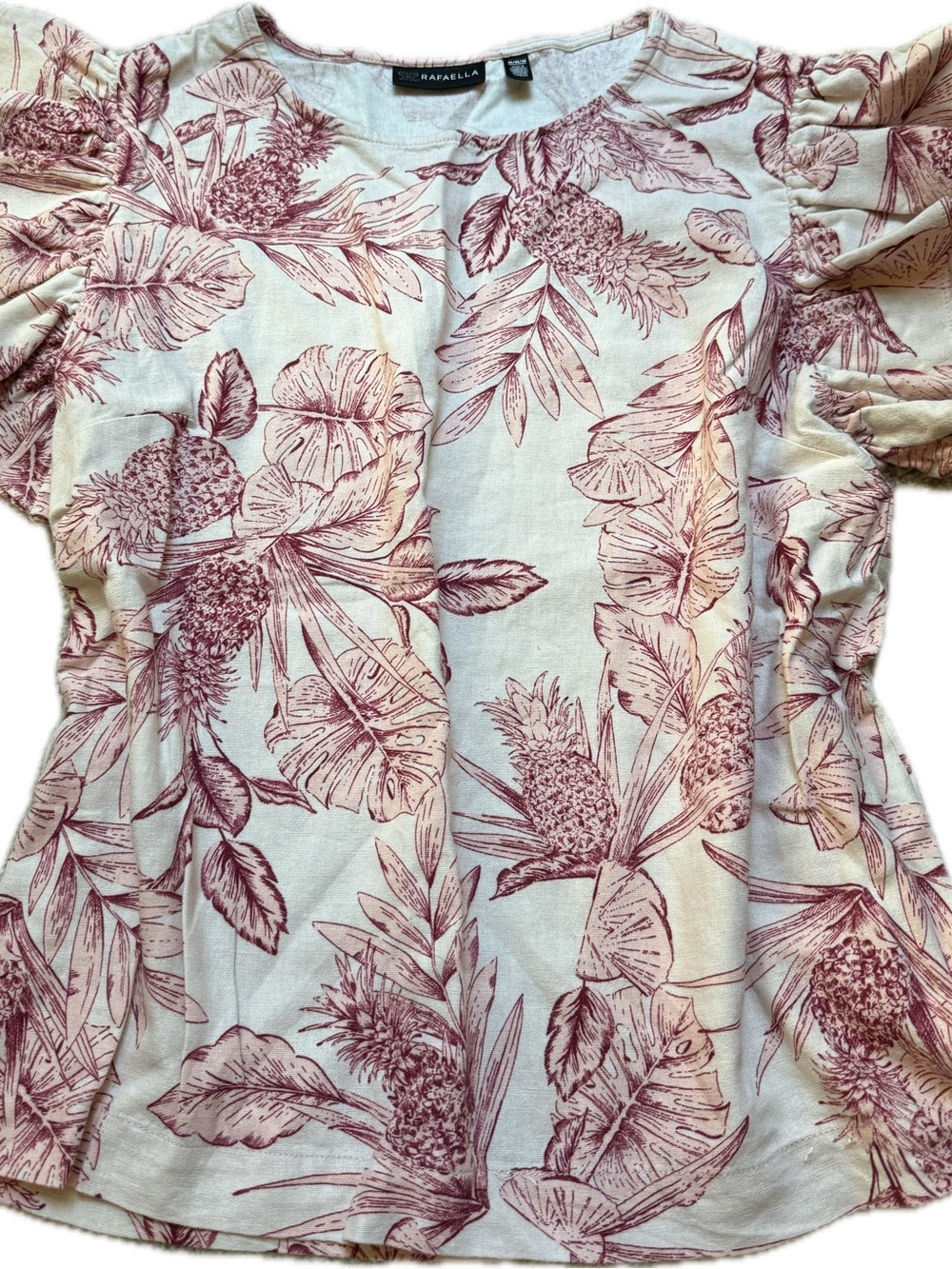 Rafaella Cream Tunic with Dusty Rose Botanical Print